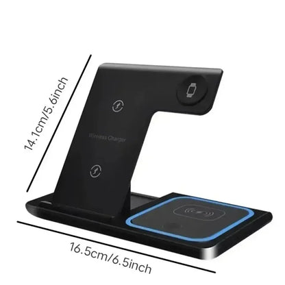 Support de téléphone pliable avec chargeur sans fil 3 en 1, lumière LED, pour iPhone 16 15 14 13 12 Apple Watch10-2, Station de charge rapide pour AirPods